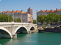 Brücke über die Rhone in Lyon lyon, rhone, fluss, bruecke, haeuser, frankreich